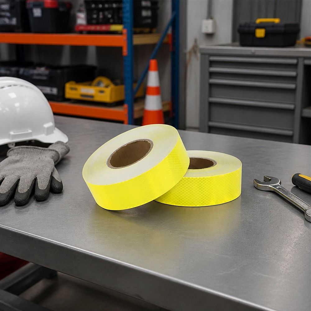 Reflective Tape Hi Vis Fluorescent Yellow 5cm x 50m Adhesive Safety 2 Pack