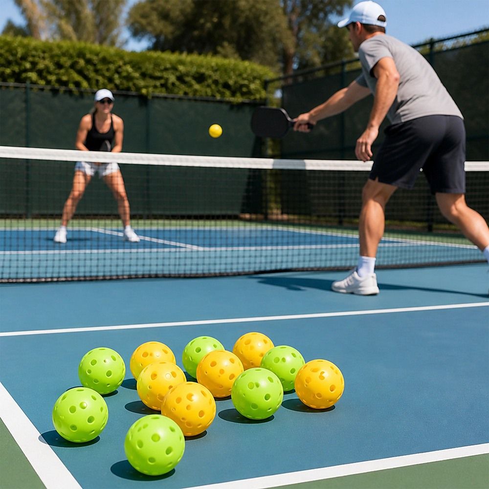 12PCS Outdoor Pickleballs Set 40 Hole Pickle Balls for Court & Backyard Play