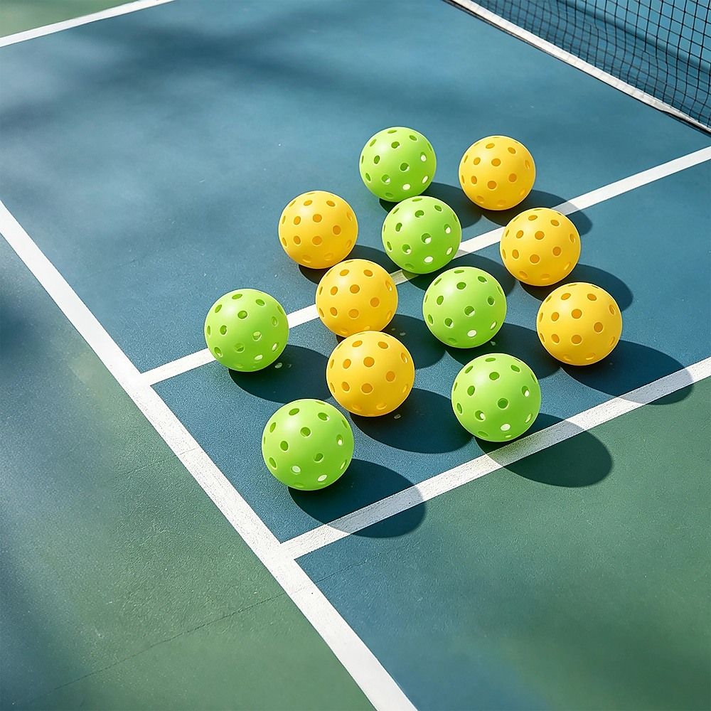 12PCS Outdoor Pickleballs Set 40 Hole Pickle Balls for Court & Backyard Play