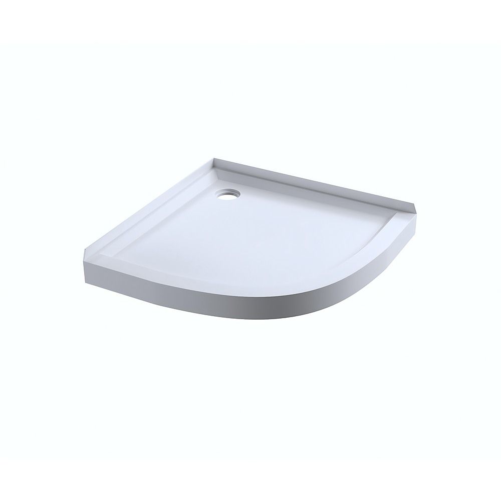 90x90cm Rounded Curved Shower Base in White, 450mm Radius