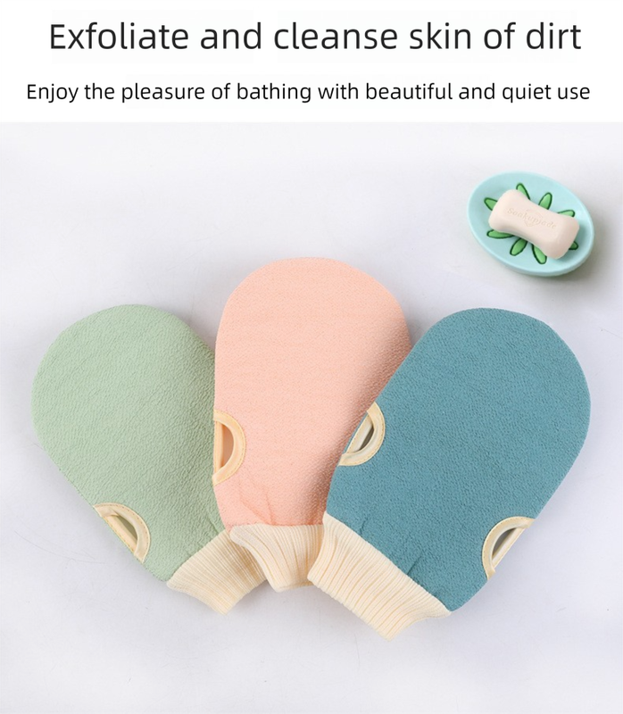 Green 3-Piece Exfoliating Bath Set with Long-Handle Back Scrubber, Exfoliating Glove & Loofah Sponge for Deep Cleansing