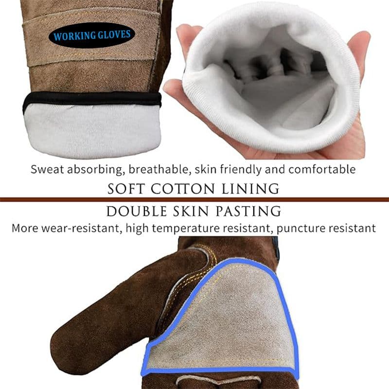 Heat Resistant Cowhide Work Gloves XL Thorn Proof Durable for Welding Gardening Outdoor