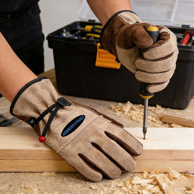 Heat Resistant Cowhide Work Gloves XL Thorn Proof Durable for Welding Gardening Outdoor