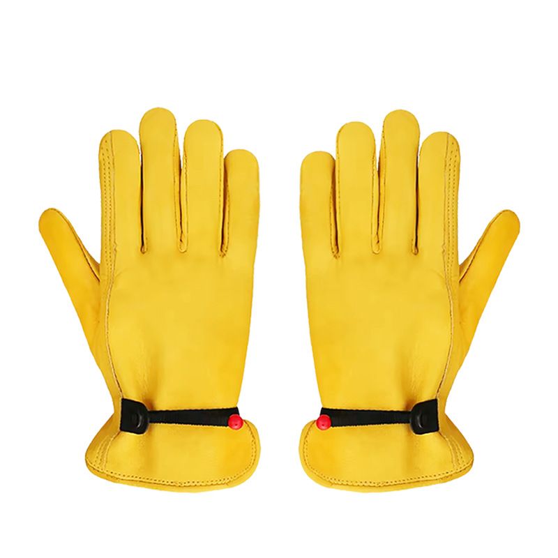Size XL Golden Yellow Top-Grain Cowhide Protective Work Gloves, Durable Wear-Resistant Labor Safety Solution for Local Industrial Professionals