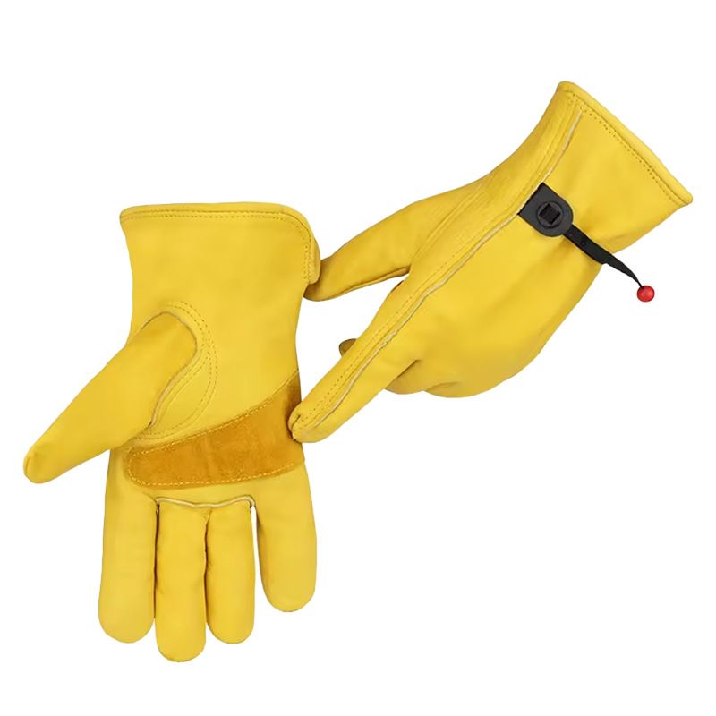 Size XL Golden Yellow Top-Grain Cowhide Protective Work Gloves, Durable Wear-Resistant Labor Safety Solution for Local Industrial Professionals