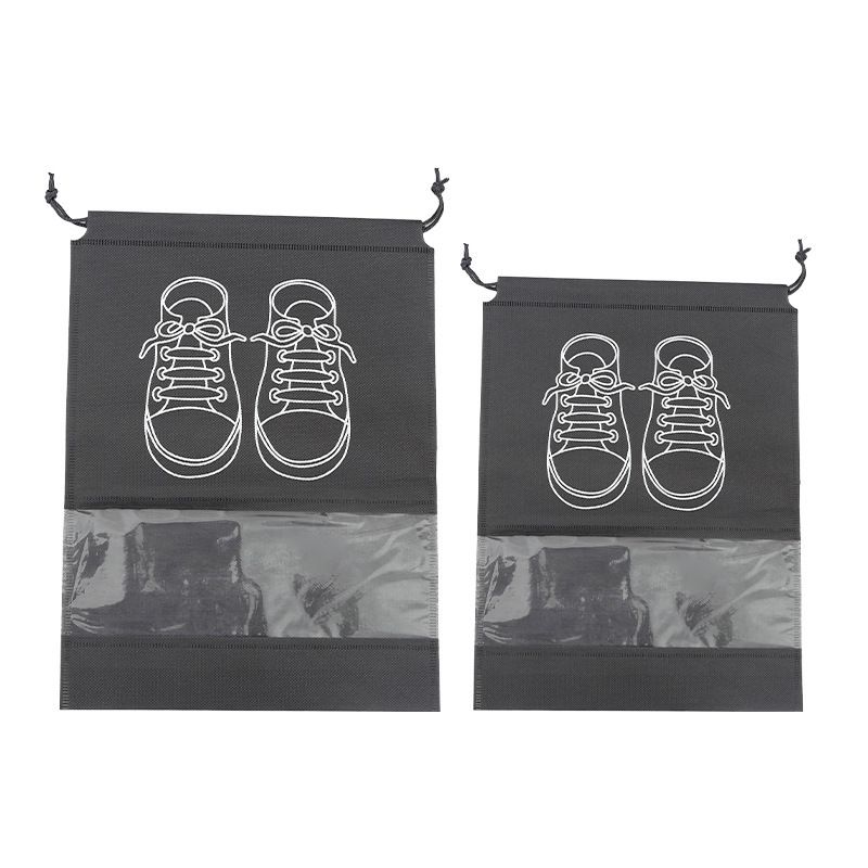 50-Pack Shoe Storage Bags - 25 Medium and 25 Large - Non-Woven Dust-Proof Travel Organiser with Transparent Window, Drawstring Closure for Business Trips, Home Wardrobe and Daily Storage