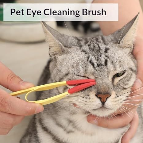 4-Pack Blue Pet Eye Cleaning Brushes with Precisice Tweezer - Silicone Soft-Tip Tear Stain & Eye Crust Cleaner, Safe for Dogs and Cats