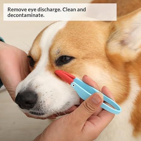 4-Pack Blue Pet Eye Cleaning Brushes with Precisice Tweezer - Silicone Soft-Tip Tear Stain & Eye Crust Cleaner, Safe for Dogs and Cats