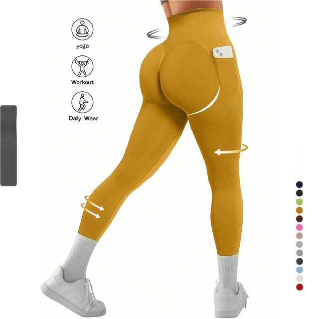 High-Waist Ruched Butt-Lift Yoga Leggings S Size Dark Grey Breathable Dual Pockets No Front T-Line Performance Tights for Gym Running Pilates