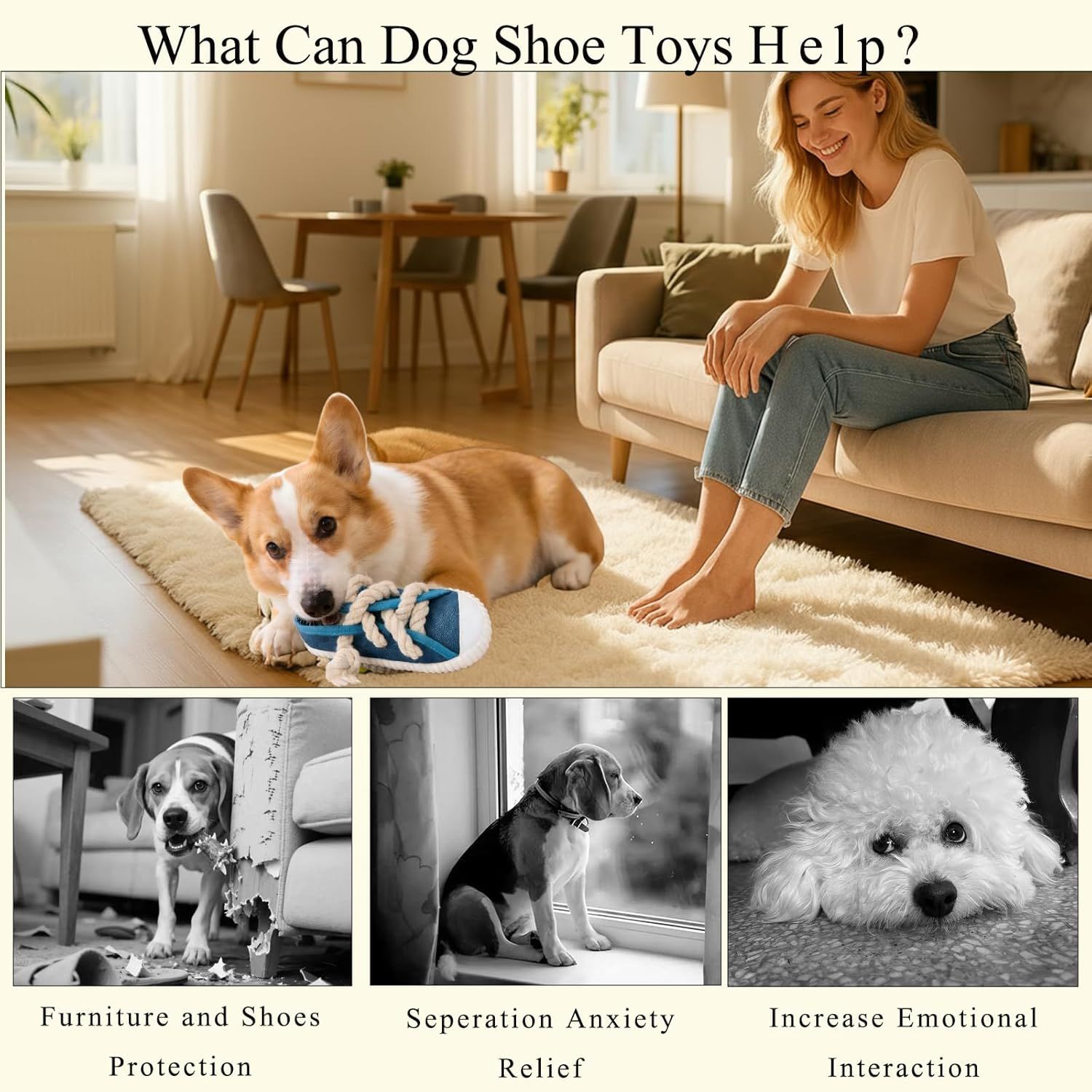 2-Pack Pink and Purple Bite Resistant Slipper Interactive Dog Toy Built in BB Squeaky & Bell - Durable Oxford Cloth and Cotton Rope Chew Toy for Teeth Cleaning & Boredom Relief