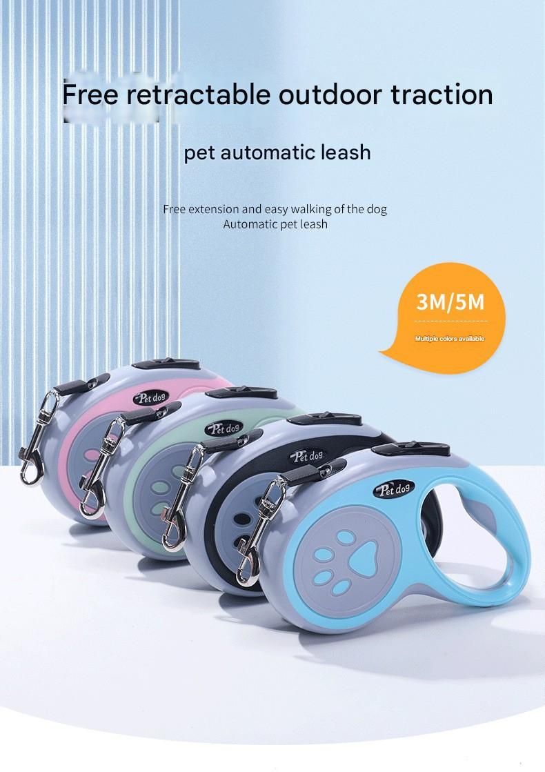 Green Automatic Retractable Dog Leash - 5M Extendable Lead with One-Handed Brake Lock - ABS Casing, Ergonomic Grip, Tangle-Free Nylon Tape, Outdoor Walking Essential