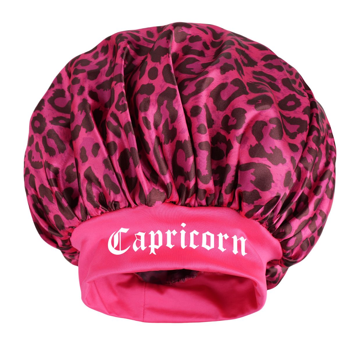 Capiricorn -Rose Red Leopard Print Satin Sleep Bonnet - Large Size Hair Protection Cap with Elastic Band, Soft Lined for Curly Hair, Night Wear and Spa Use