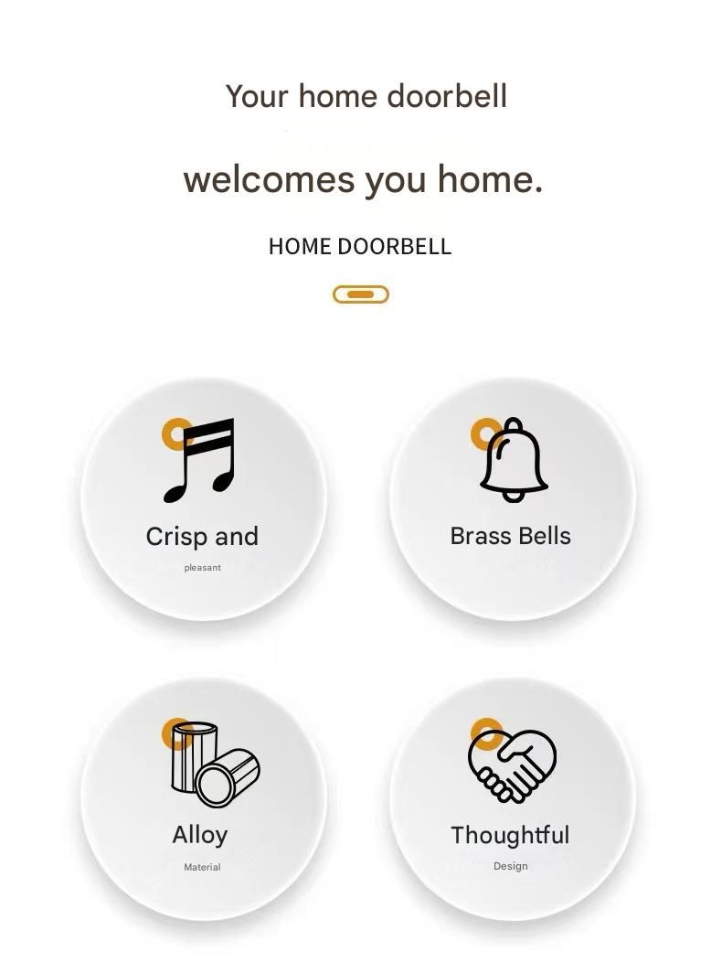 White Magnetic Door Bell Chime - Dopamine Style Brass Bell with Alloy Frame - No Drill Entry Door Chime for Home, Office, Fridge - Modern Japanese Design, Crisp Sound, Easy Install
