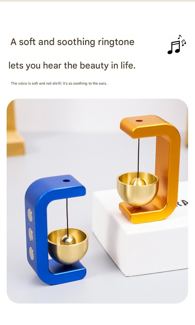 Red Magnetic Door Bell Chime - Dopamine Style Brass Bell with Alloy Frame - No Drill Entry Door Chime for Home, Office, Fridge - Modern Japanese Design, Crisp Sound, Easy Install