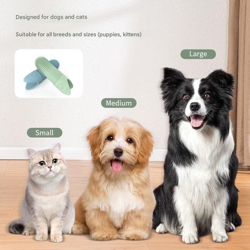 Silicone Pet Finger Toothbrush for Cats and Dogs Soft Dental Care Brush 360 Degree Bristles Ergonomic Design Suitable for All Sizes