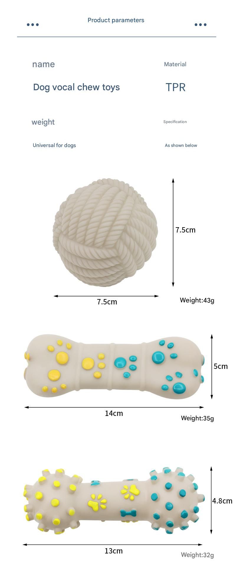 Yellow and Blue Spiked ring barbell Durable TPR Dog Chew Toys Set - for Teeth Cleaning - Non-Toxic, Bite-Resistant, Easy Clean - Interactive Play for Medium to Large Dogs