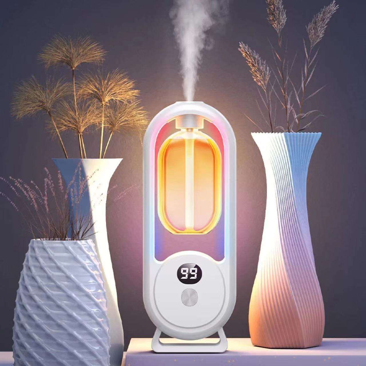Black Smart Aromatherapy Diffuser - Ultrasonic Mist Air Freshener with LED Light and Wall Mount