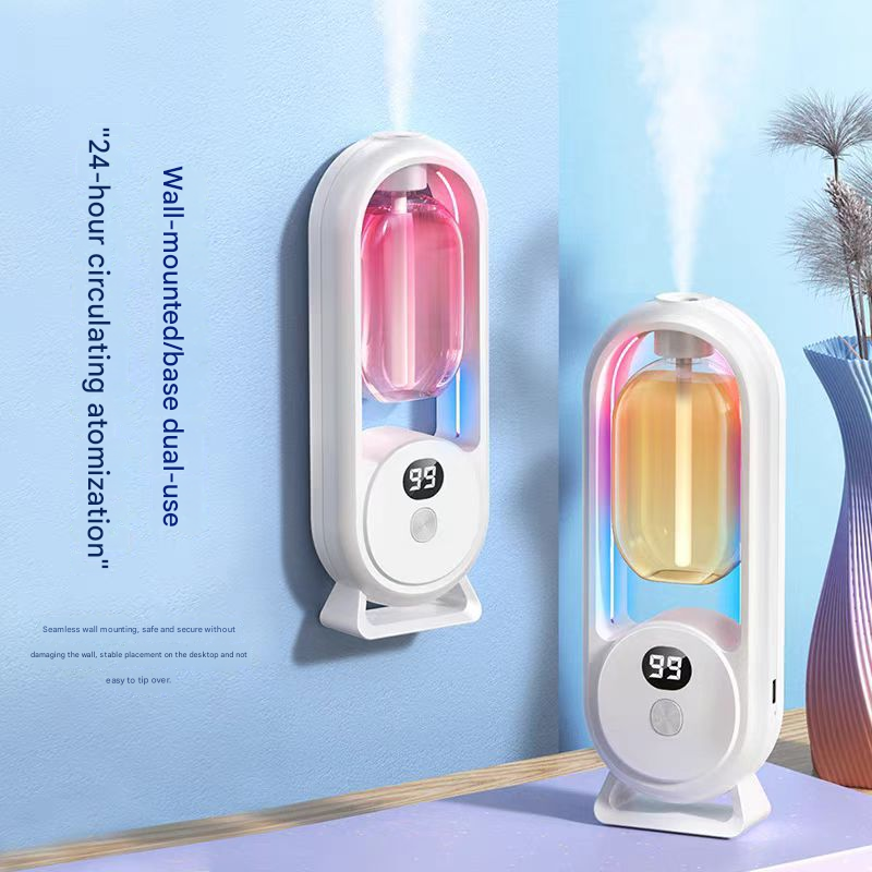 Black Smart Aromatherapy Diffuser - Ultrasonic Mist Air Freshener with LED Light and Wall Mount
