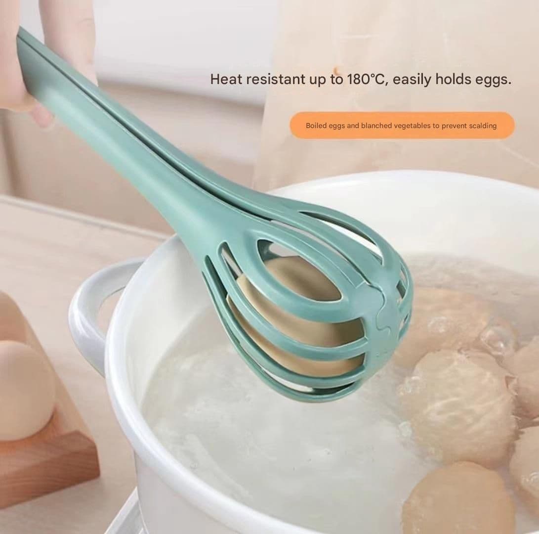 Yellow 2-Piece 3-in-1 Multi-Functional Egg Whisk & Food Tongs Set