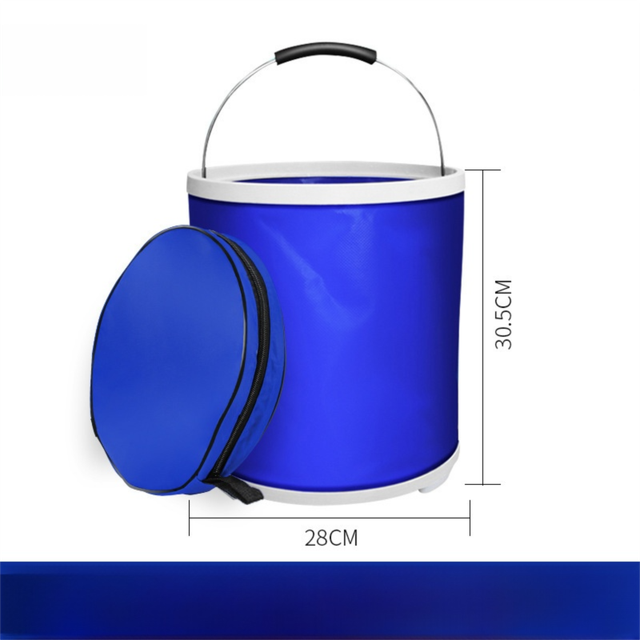 20L Foldable Oxford Fabric Car Wash Bucket with EVA Waterproof Lining & Zipper Carry Bag - Self Standing Structure, Portable Water Container for Car Cleaning and Outdoor Travel