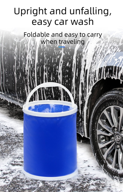 20L Foldable Oxford Fabric Car Wash Bucket with EVA Waterproof Lining & Zipper Carry Bag - Self Standing Structure, Portable Water Container for Car Cleaning and Outdoor Travel