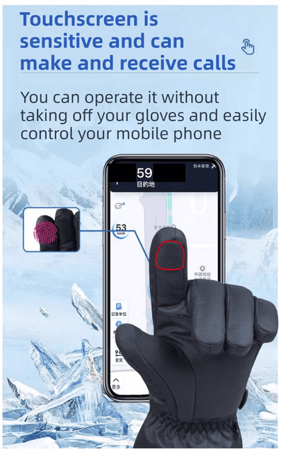Heated Gloves Winter Intelligent 3 Level Touchscreen Fingertip Waterproof Thermal Large Heating Coverage