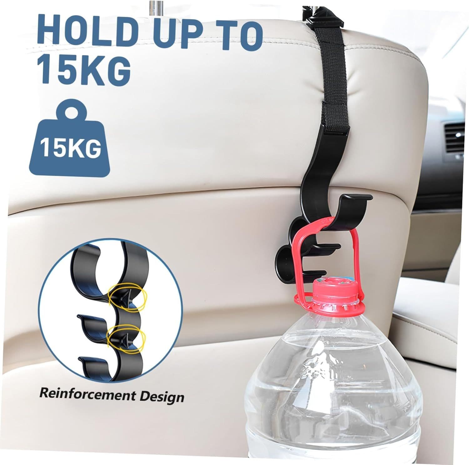2PCS Car Seat Back Hooks Organizer Heavy Duty Adjustable 23cm Black