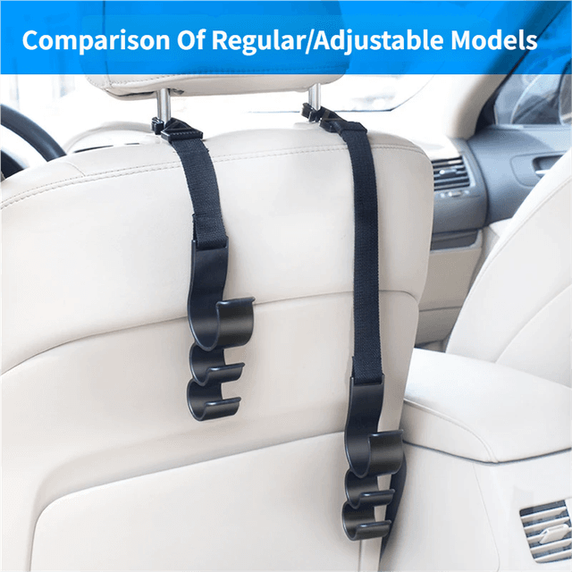 2PCS Car Seat Back Hooks Organizer Heavy Duty Adjustable 23cm Black