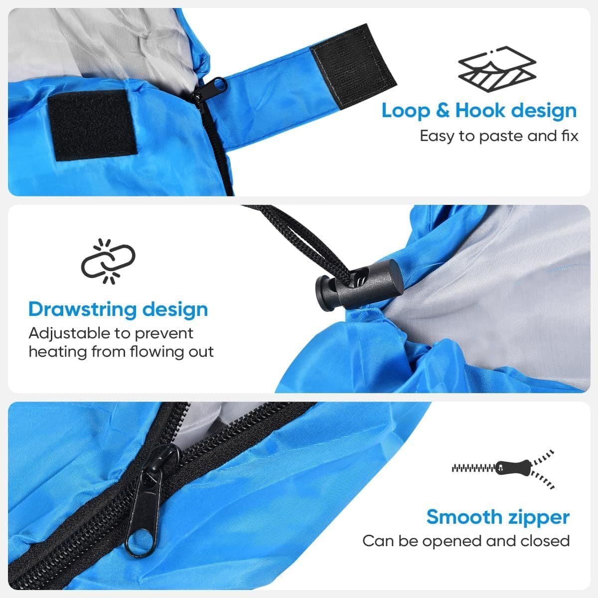Portable Envelope Sleeping Bag 210 x 75cm Thickened Warm Navy Blue for 4 Seasons Hiking Travel Indoor Outdoor Use