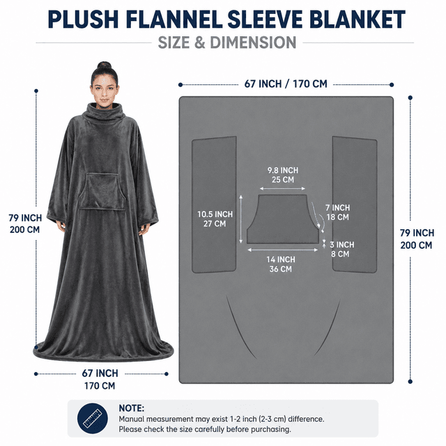 Wearable Blanket Set Cozy Warm Fleece Blanket with Sleeves 170 x 200CM Navy Blue and Sherpa Fleece Slipper Socks for Home Relaxation