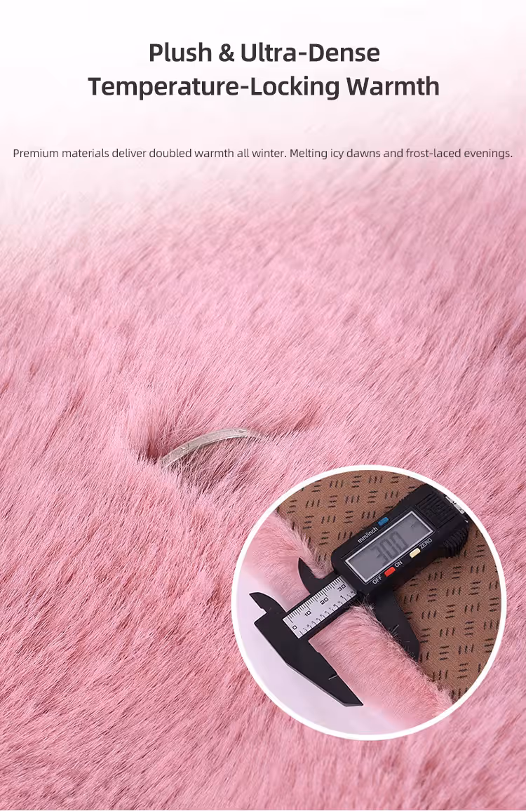 Khaki Soft 3D Fluffy Bubble Fleece Car Front Seat Single Pad with Non-Slip Backing, Universal Warm Plush Car Seat Cover 45 x 45cm White