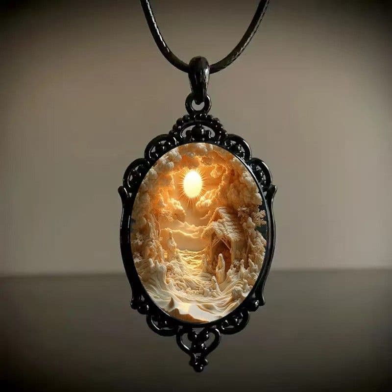 Necklace Keyring Set 3D Nativity Scene Christmas Design Glass Cabochon Alloy for Men and Women