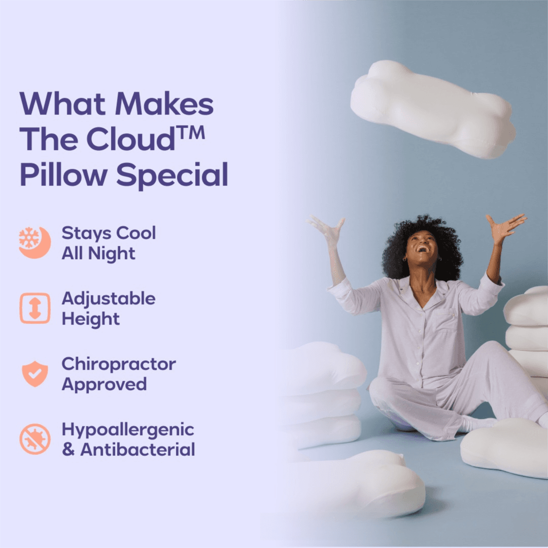 Light Blue Cloud Memory Foam Cervical Support Pillow Core and Cover (60 x 30 x 10CM) – Ergonomic Neck Orthopedic Contour Pillow for Side Back & Stomach Sleepers, Deep Sleeping and Pressure Relieving