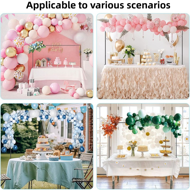 Black Iron Over Table Arch Display Stand with Fixed Clamps and Buckles for Balloons and Decorations, L 120-230cm & H 78-120cm Adjustable Wedding Party Table Rod Backdrop Frame for Birthday, Baby Showers and Celebrations