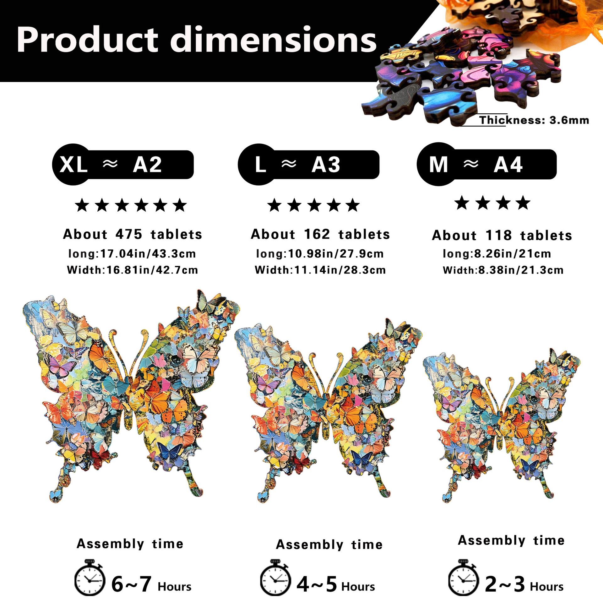 Enchanting Butterfly Wooden Jigsaw Puzzle for Adults - Dual Function 3D Puzzle Wall Art & Money Saving Box Ornament, Parent-Child Educational DIY Craft Gift, M Size 118 Pieces 8.4 x 8.3"