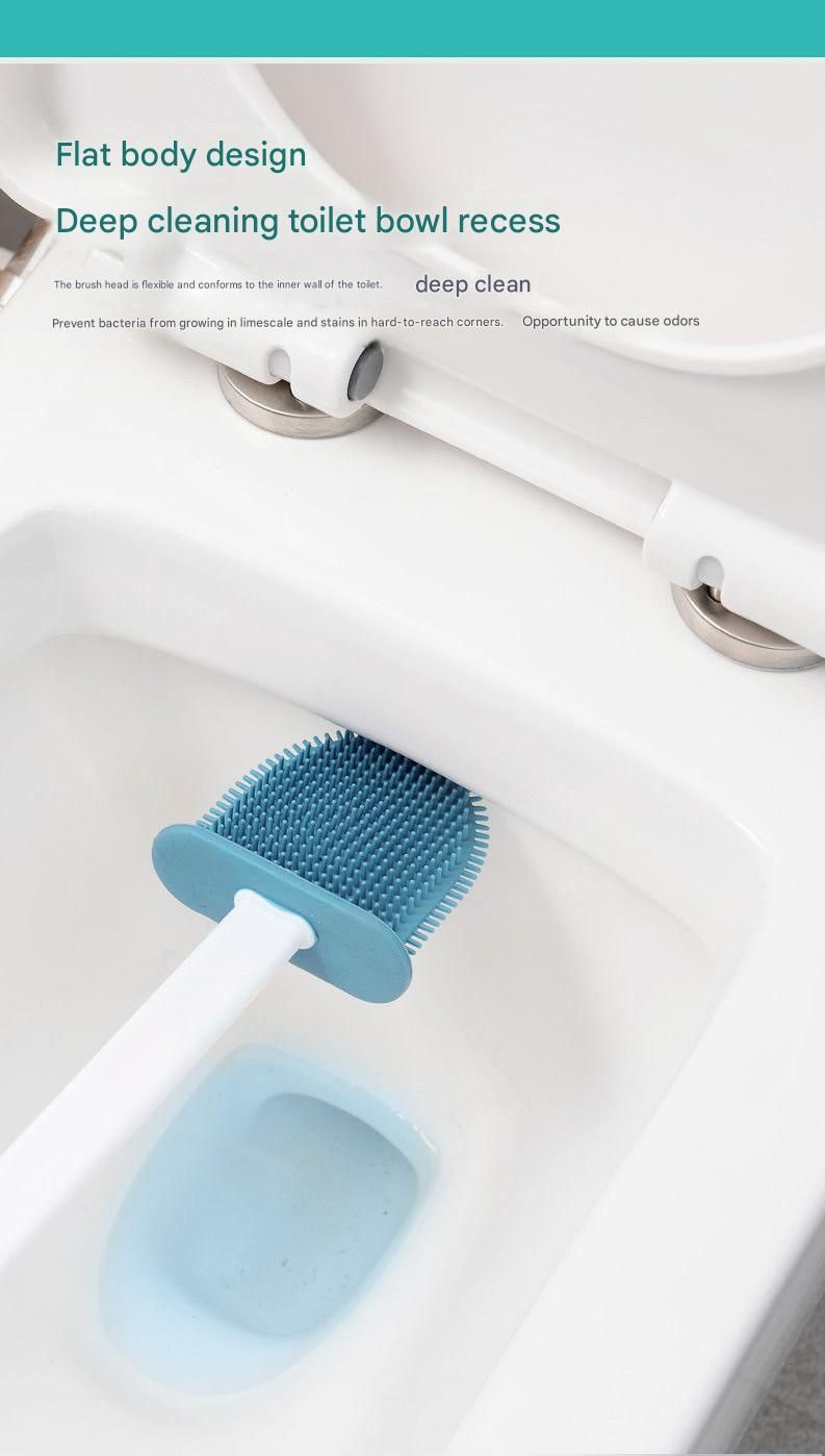 White Toilet Brush Set with Holder - 3-in-1 Wall Mounted Bathroom Cleaning Kit, TPR Soft Bristle & 360° Globe Brush, No-Drill Adhesive Base, Space Saving Design for Home, Apartment, Rental