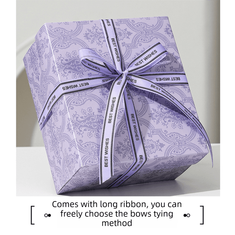 3 Piece Medium Size Purple Gift Box Set with Gift Bag and Raffia Fill Premium Empty Present Packaging Box