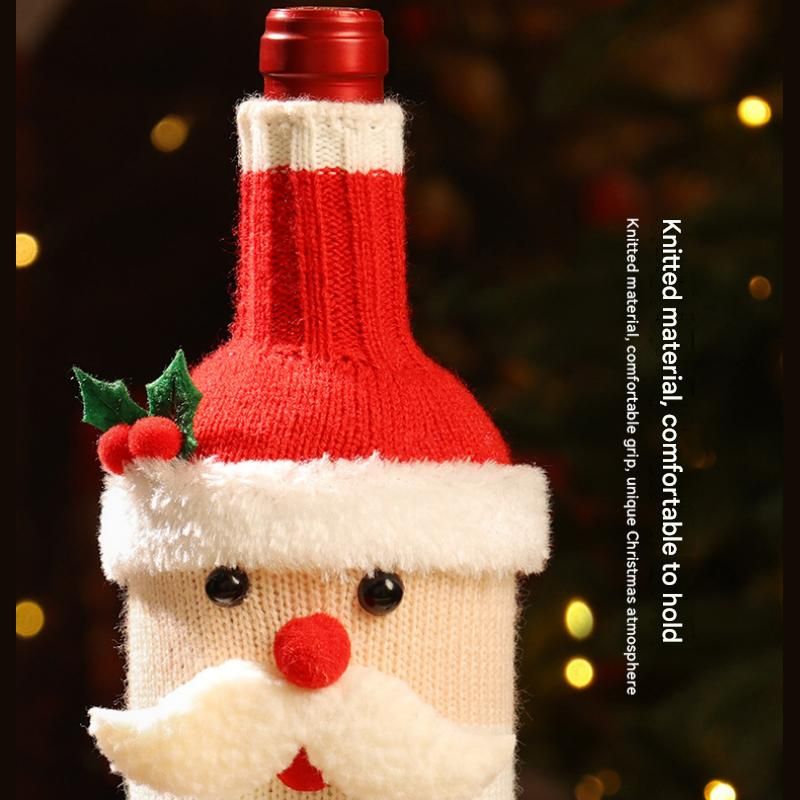 Reindeer Style Knitted Christmas Wine Bottle Cover - Festive Table Decor for Holiday Parties and Home Dining