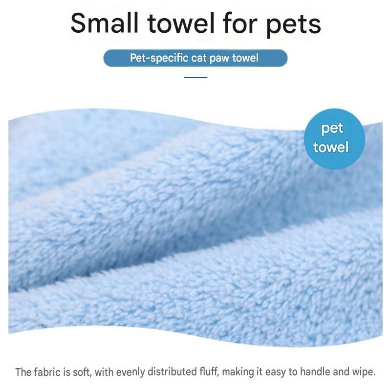 2-piece Blue Quick-drying pet grooming glove towel; made of soft, highly absorbent coral fleece; suitable for drying dogs and cats after bathing.