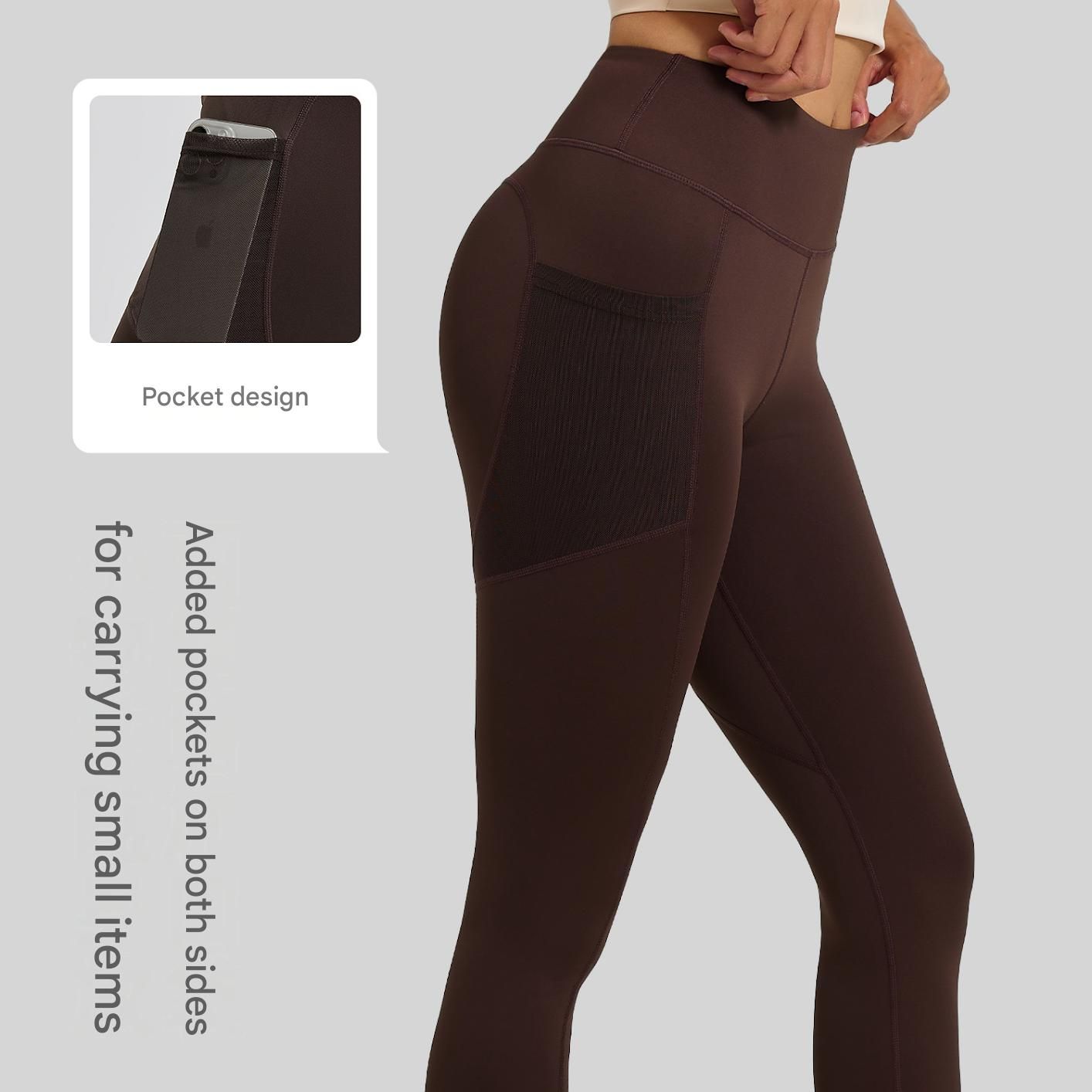 Grey XL Size Women's High Waist Yoga Leggings with Mesh Side Pockets - Squat Proof, Peach Hip Lift, Breathable Stretch Fabric for Gym Running 、Pilates Wea and Daily Wear
