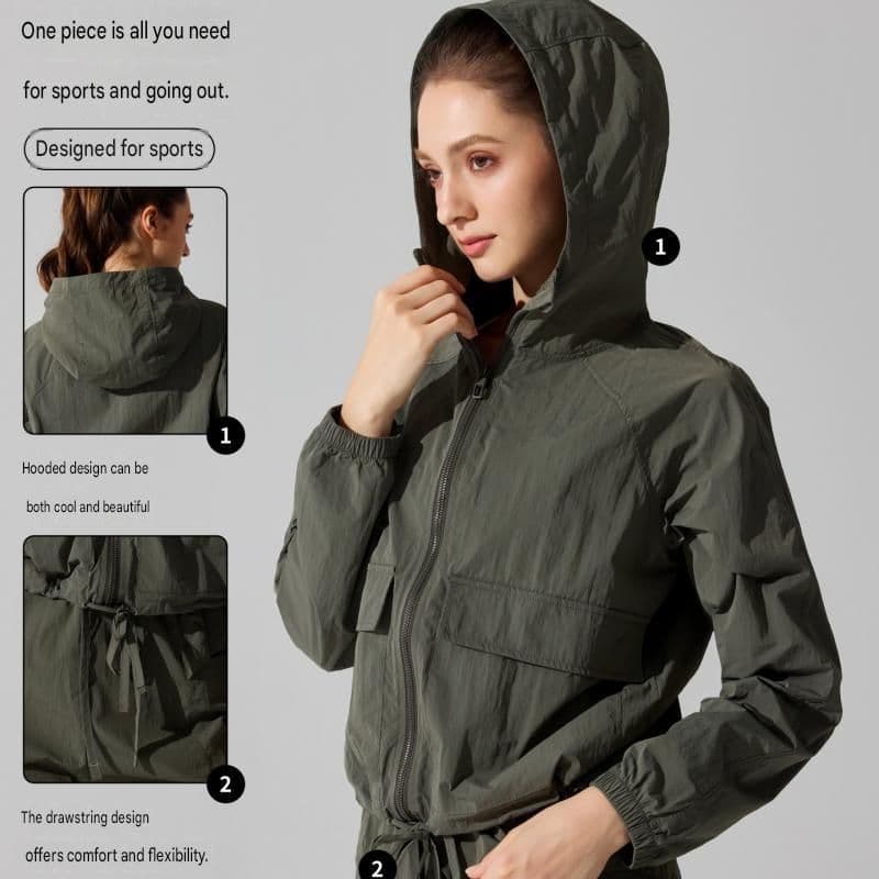 Lightweight Hooded Windbreaker Jacket Women's XL Size Pink Nylon Waterproof Windproof Sun Protection Loose Fit