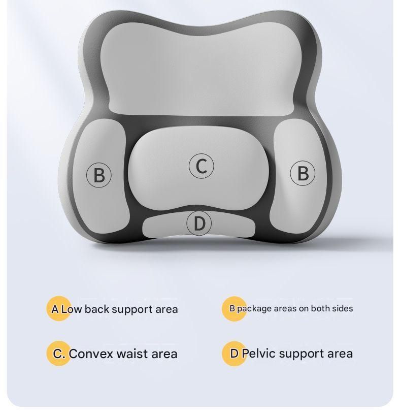 Two-tone Beige-Gray Ergonomic Memory Foam Lumbar Support Cushion for Office Chair, Adjustable Lower Back Pillow with Dual Side Support, Orthopedic Back Rest for Desk Chair, Car Seat and Home Office