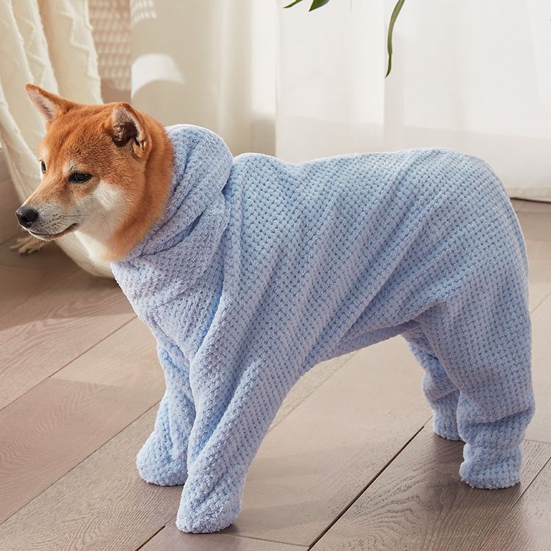 Pet Wearable Bathrobe Towel (Size XL) - Quick-drying, absorbent full-body cover with hood and zipper, suitable for dog and cat grooming