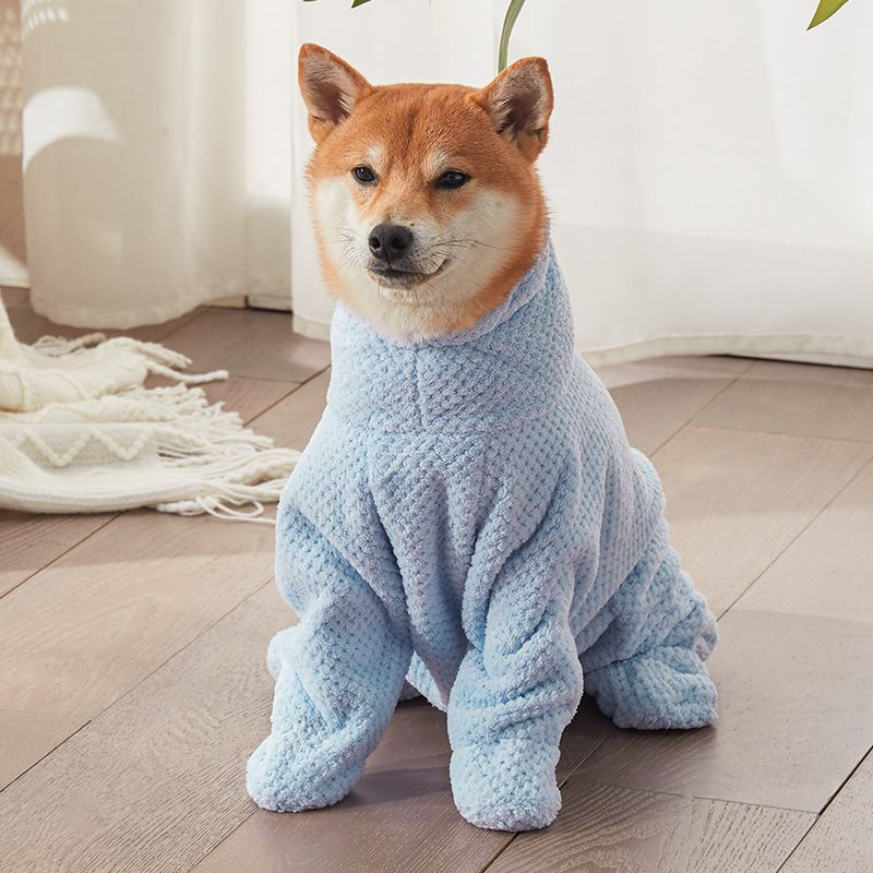 Pet Wearable Bathrobe Towel (Size XL) - Quick-drying, absorbent full-body cover with hood and zipper, suitable for dog and cat grooming