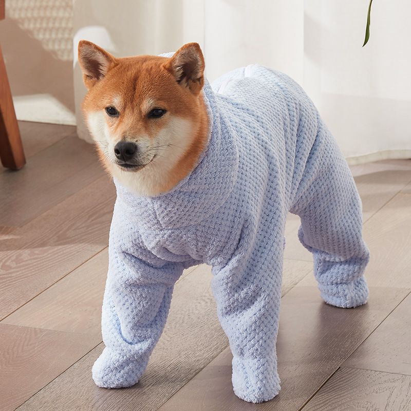 Pet Wearable Bathrobe Towel (Size XL) - Quick-drying, absorbent full-body cover with hood and zipper, suitable for dog and cat grooming