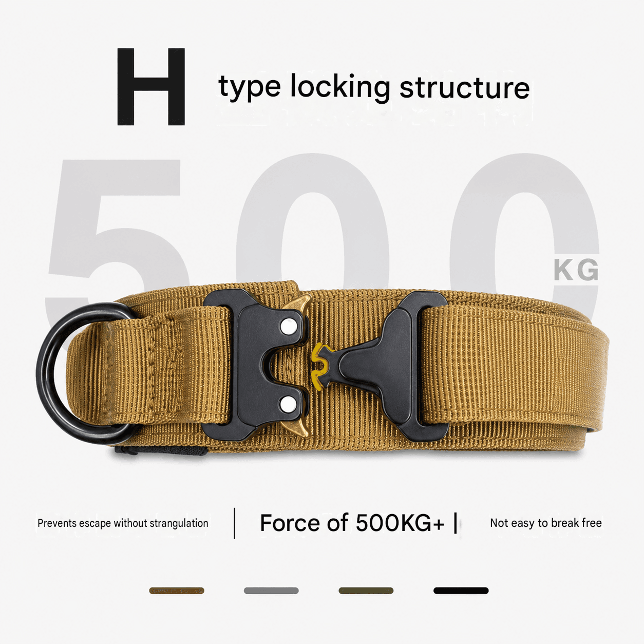 Tactical Dog Collar Wide Padded Nylon Adjustable for Large Dogs Green