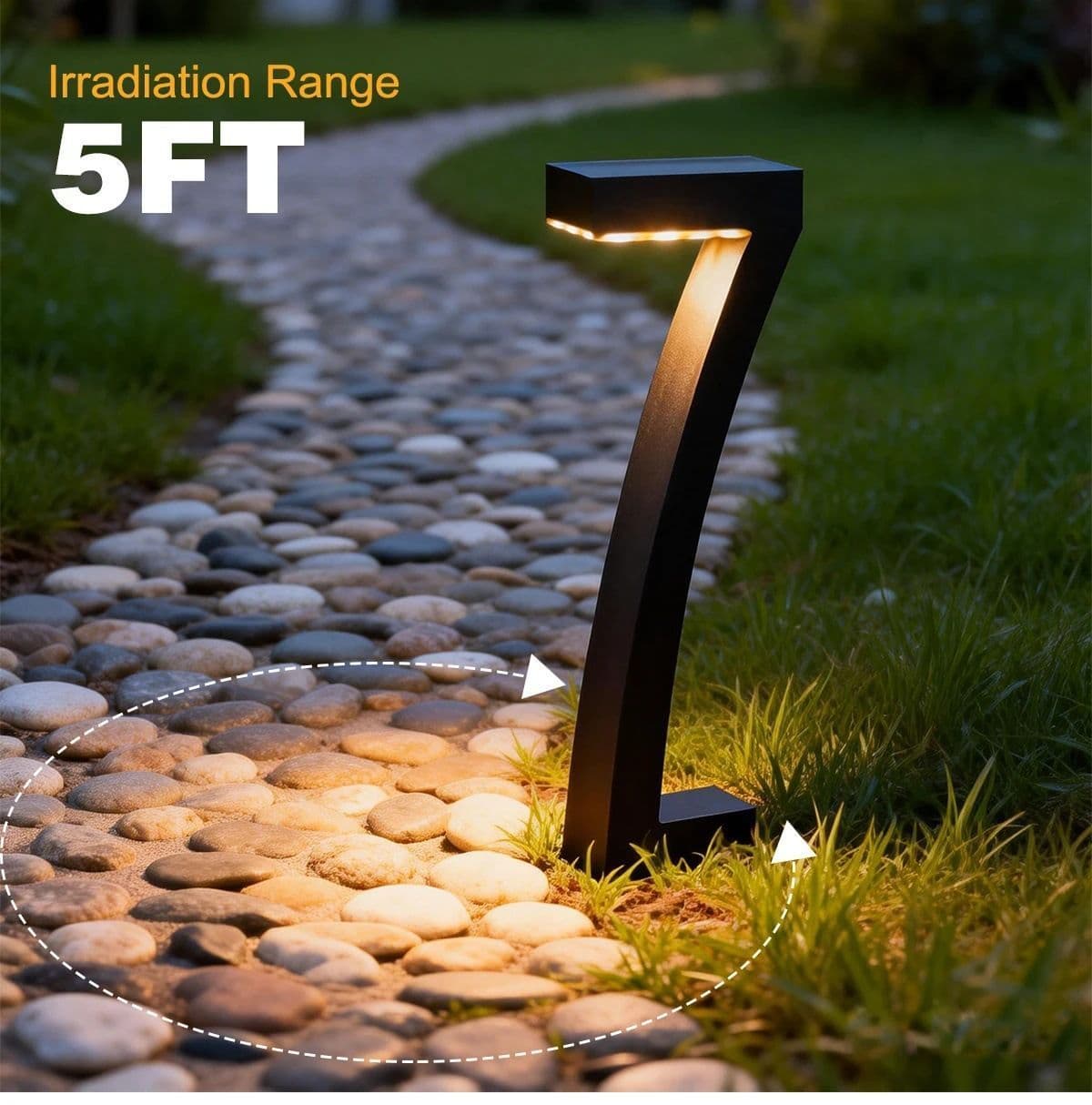 8 Pack Solar Pathway Lights Modern "7" Shaped Design Outdoor Waterproof LED Stake Lights Auto Dusk-to-Dawn Sensor for Garden Walkway Lawn