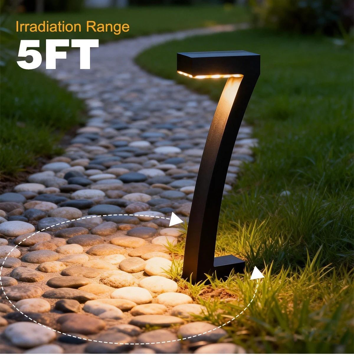 8 Pack "7" Shaped Solar Pathway Lights - Outdoor Waterproof Modern LED Landscape Stake Lights with Auto Dusk-to-Dawn Sensor for Garden Yard Walkway & Lawn