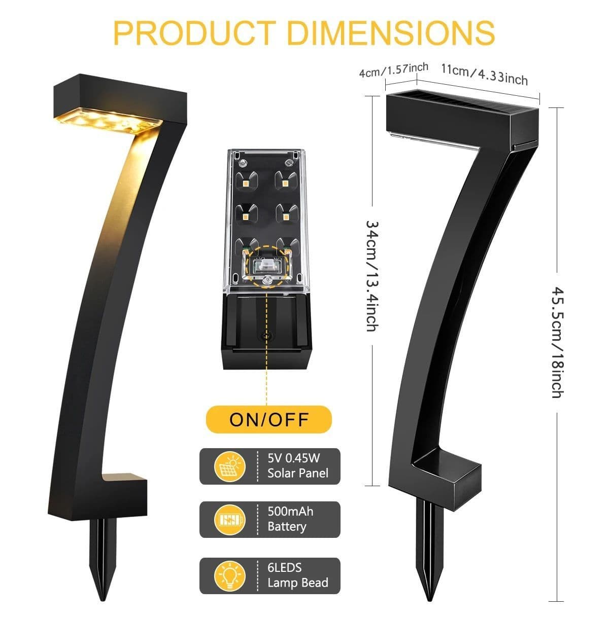 8 Pack Solar Pathway Lights Modern "7" Shaped Design Outdoor Waterproof LED Stake Lights Auto Dusk-to-Dawn Sensor for Garden Walkway Lawn