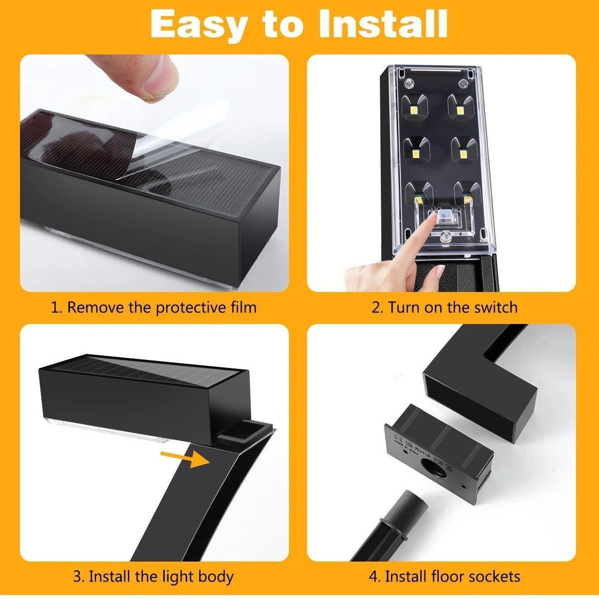 8 Pack "7" Shaped Solar Pathway Lights - Outdoor Waterproof Modern LED Landscape Stake Lights with Auto Dusk-to-Dawn Sensor for Garden Yard Walkway & Lawn
